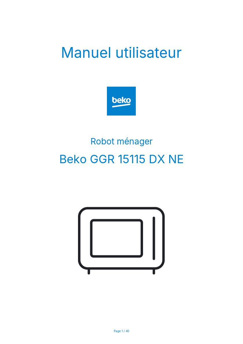 Page n°1 - Manuel utilisateur Beko GGR 15115 DX NE