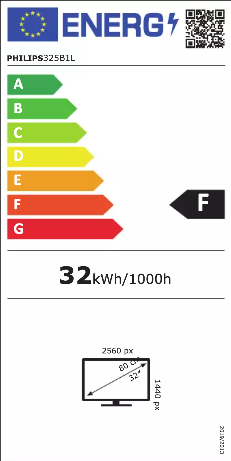 Page 1 de la notice Label énergétique Philips B Line 325B1L