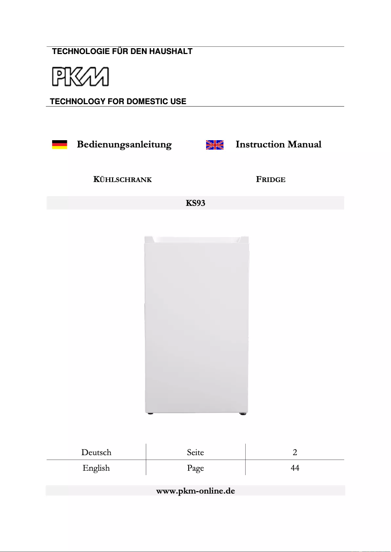 Page 1 of the manual User Manual PKM KS45 E