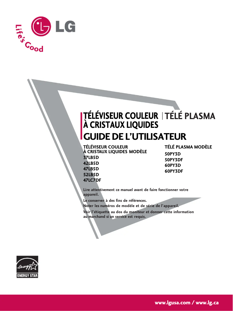 Page n°1 - Manuel utilisateur LG 52LB5D