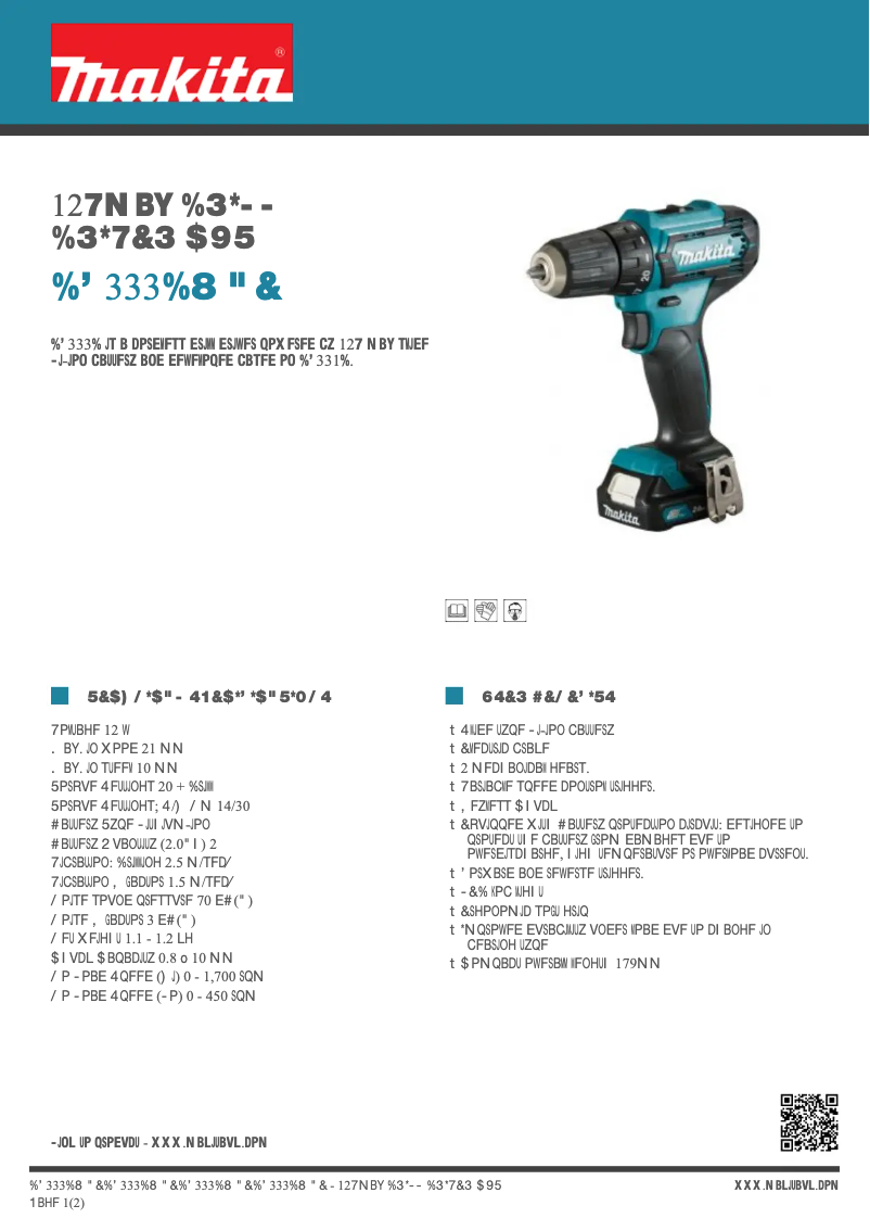 Page 1 de la notice Fiche technique Makita DF333DWAE