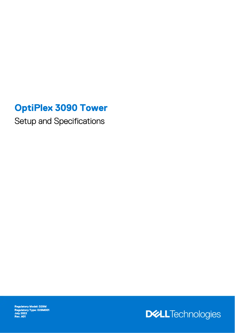 Page 1 de la notice Guide d'installation Dell OptiPlex 3090 Tower