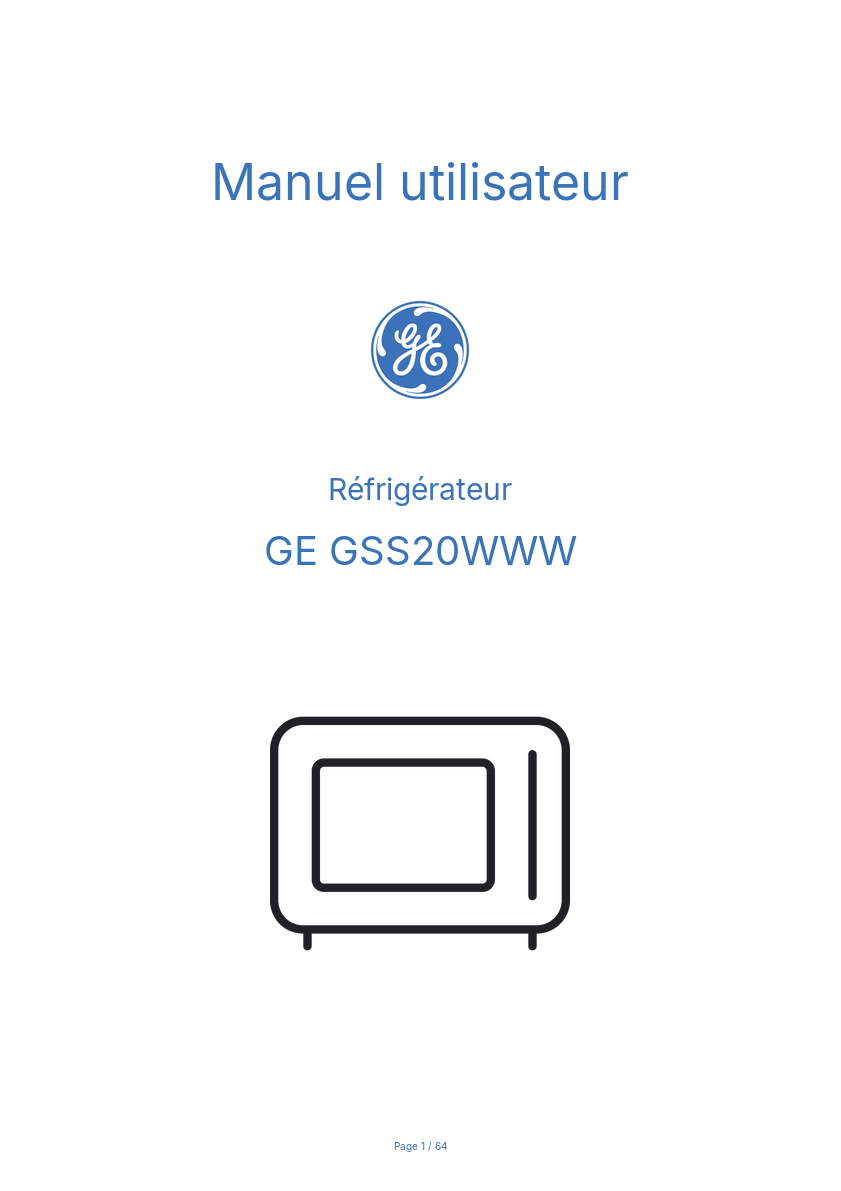 Page n°1 - Manuel utilisateur GE GSS20WWW