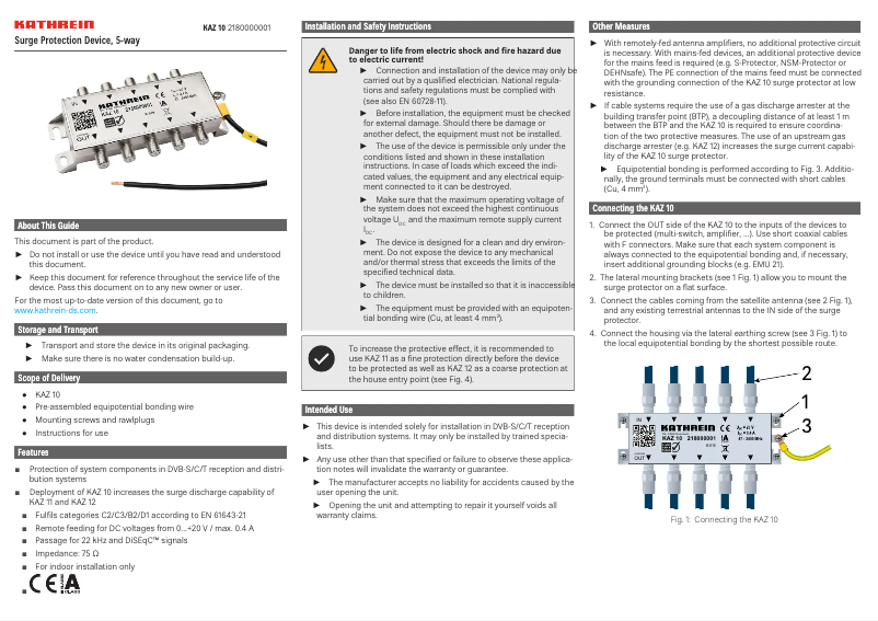 Image de la première page du manuel de l'appareil KAZ 10