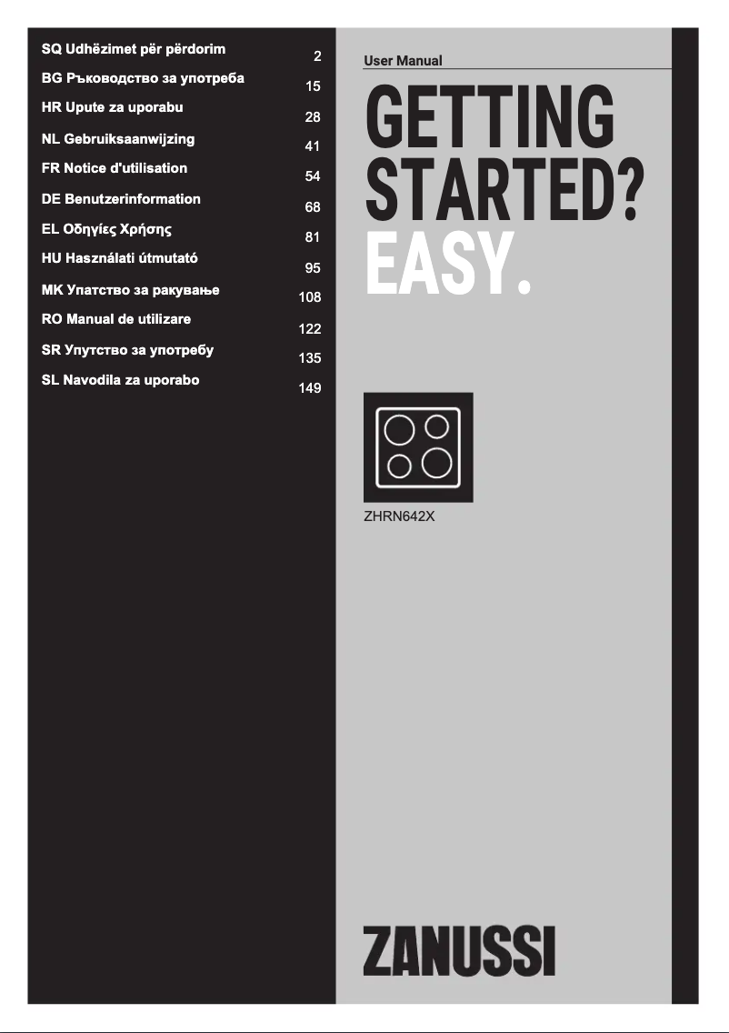 Page 1 de la notice Manuel utilisateur Zanussi ZHRN642X