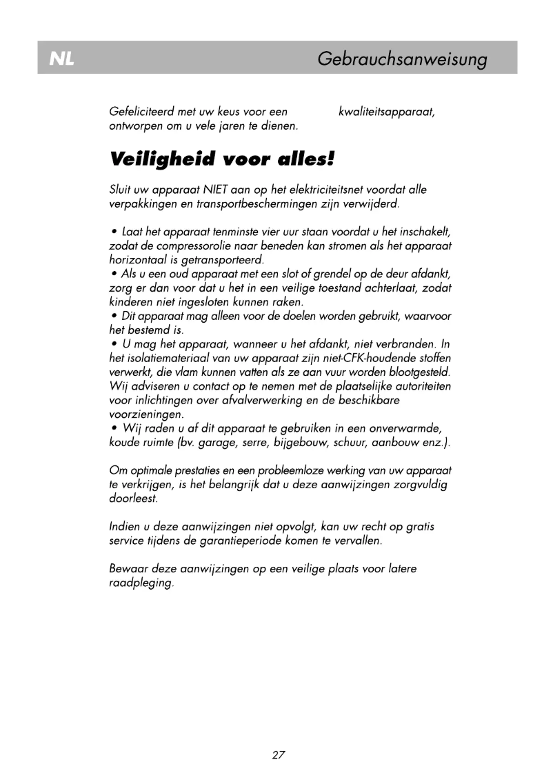 Page 1 de la notice Manuel utilisateur Beko FRN 2960 HCB