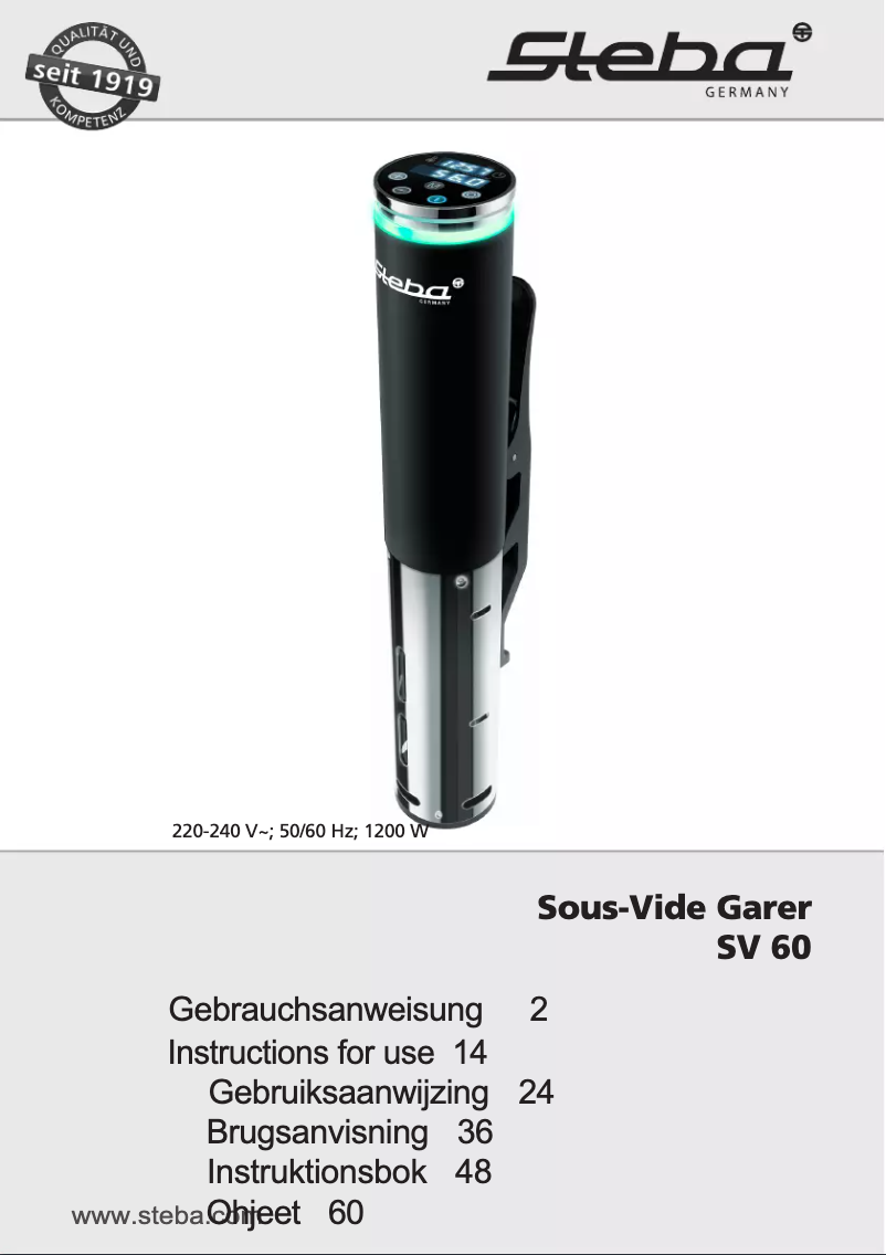 Page n°1 - Manuel utilisateur Steba SV 60