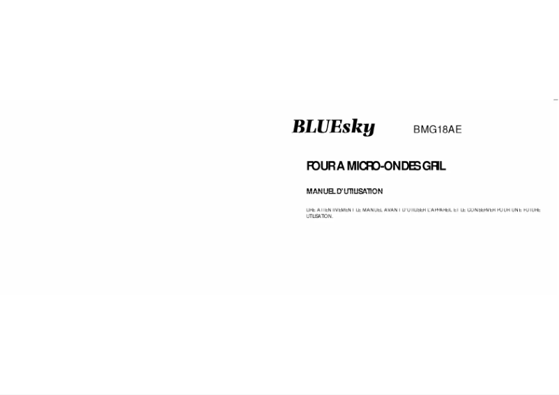 Page n°1 - Manuel utilisateur Bluesky BMG 18AE