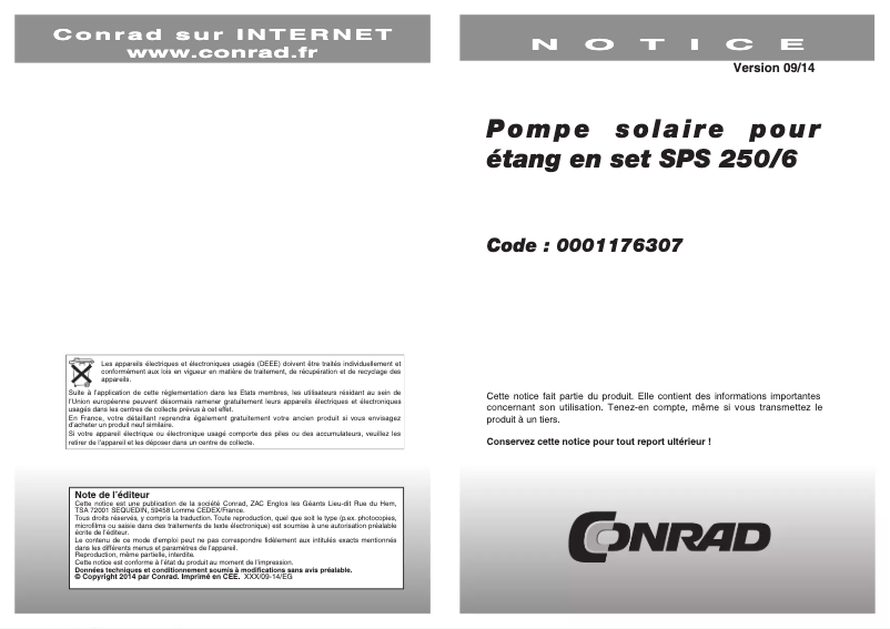 Image de la première page du manuel de l'appareil SPS 250/6