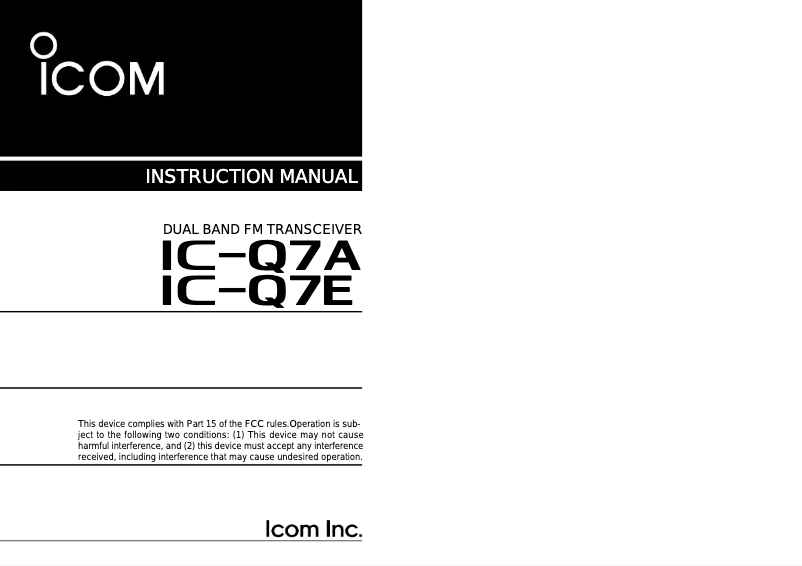 Image de la première page du manuel de l'appareil IC-Q7
