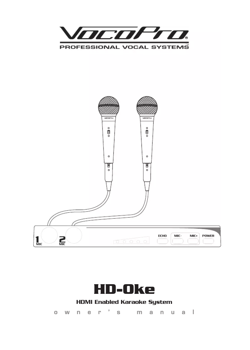 Page 1 de la notice Manuel utilisateur Vocopro HD-Oke