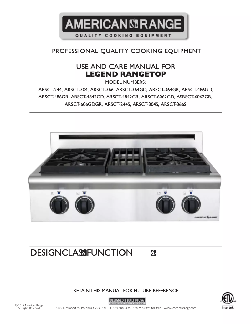 Image de la première page du manuel de l'appareil ARSCT-4842GR