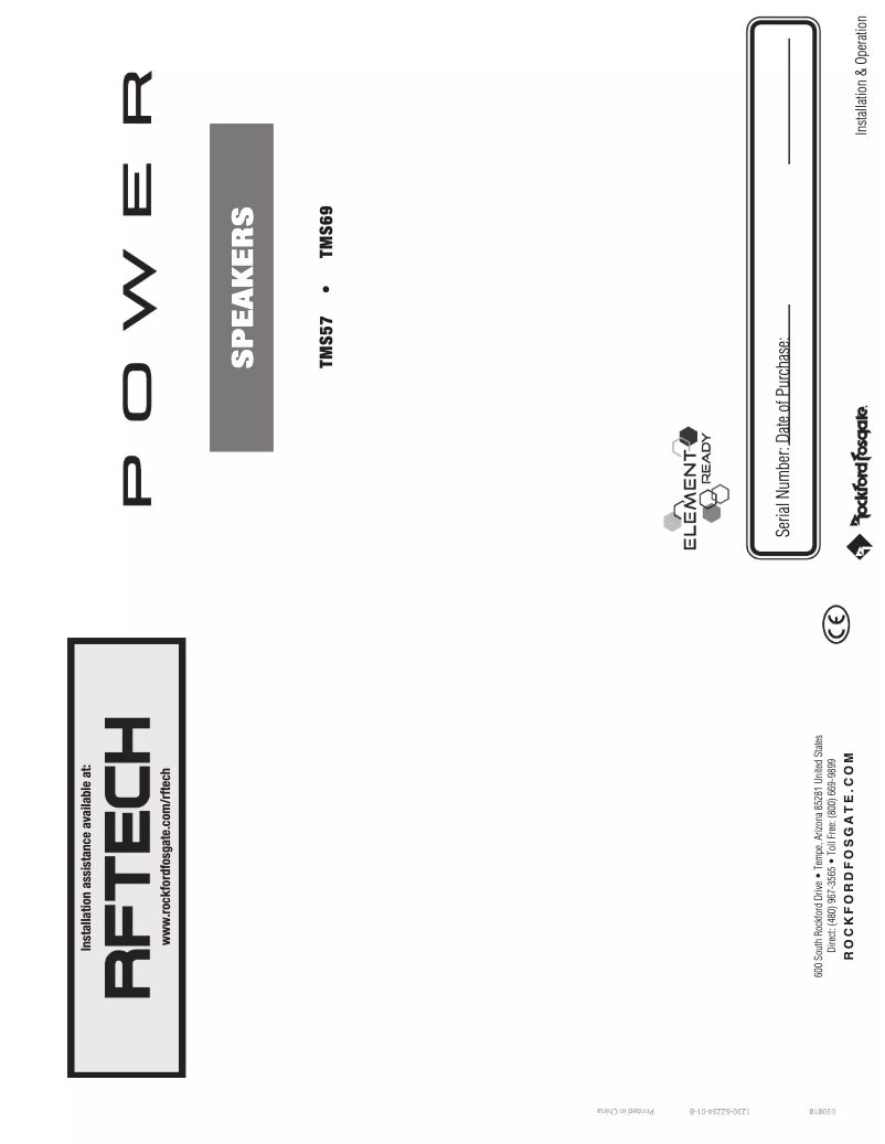 Page n°1 - Manuel utilisateur Rockford Fosgate TMS69BL9813