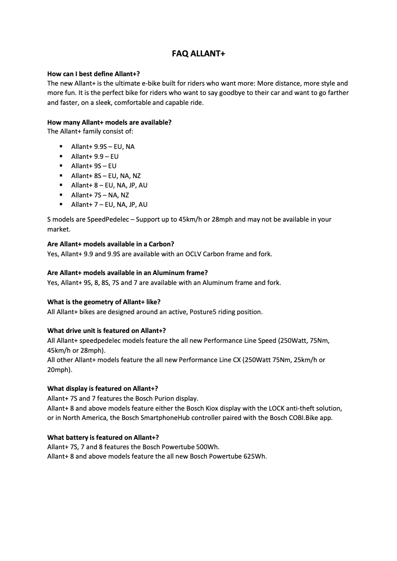 Page 1 de la notice FAQ Trek Allant+ 8