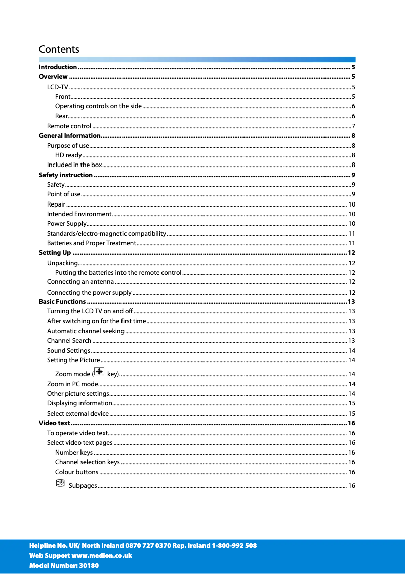 Imagen de la primera página del manual del dispositivo MD 30180