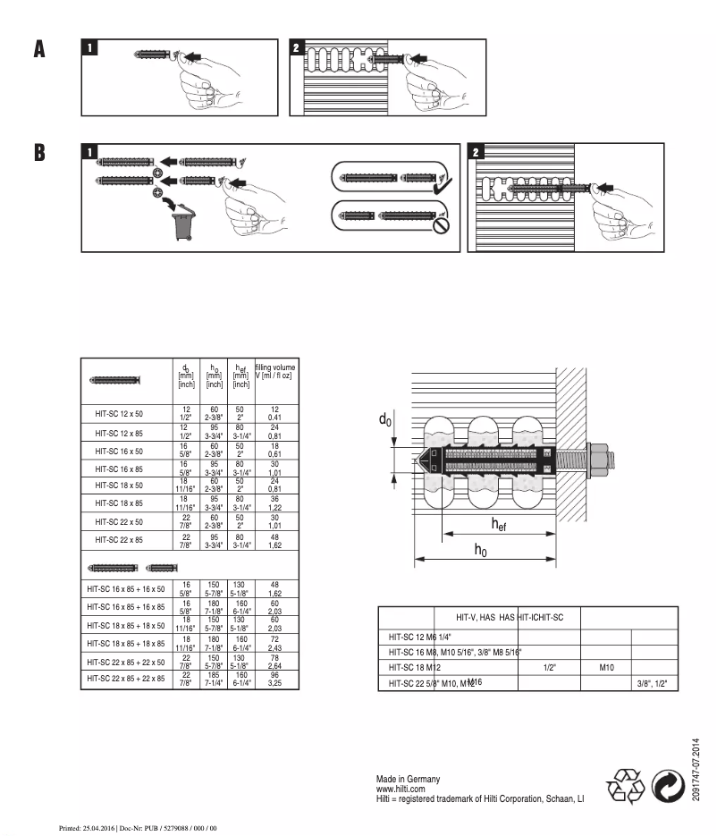Page n°1 - Manuel utilisateur Hilti HIT-SC