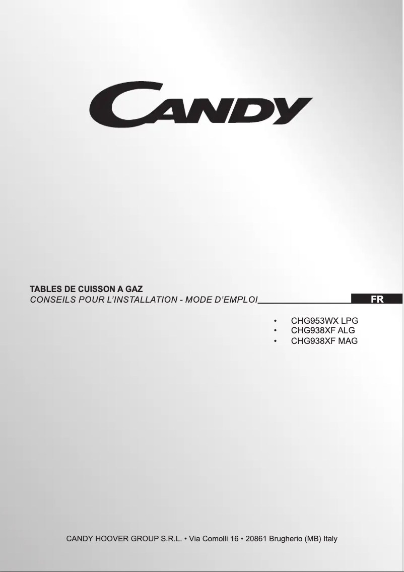 Page n°1 - Manuel utilisateur Candy CHG938XF MAG