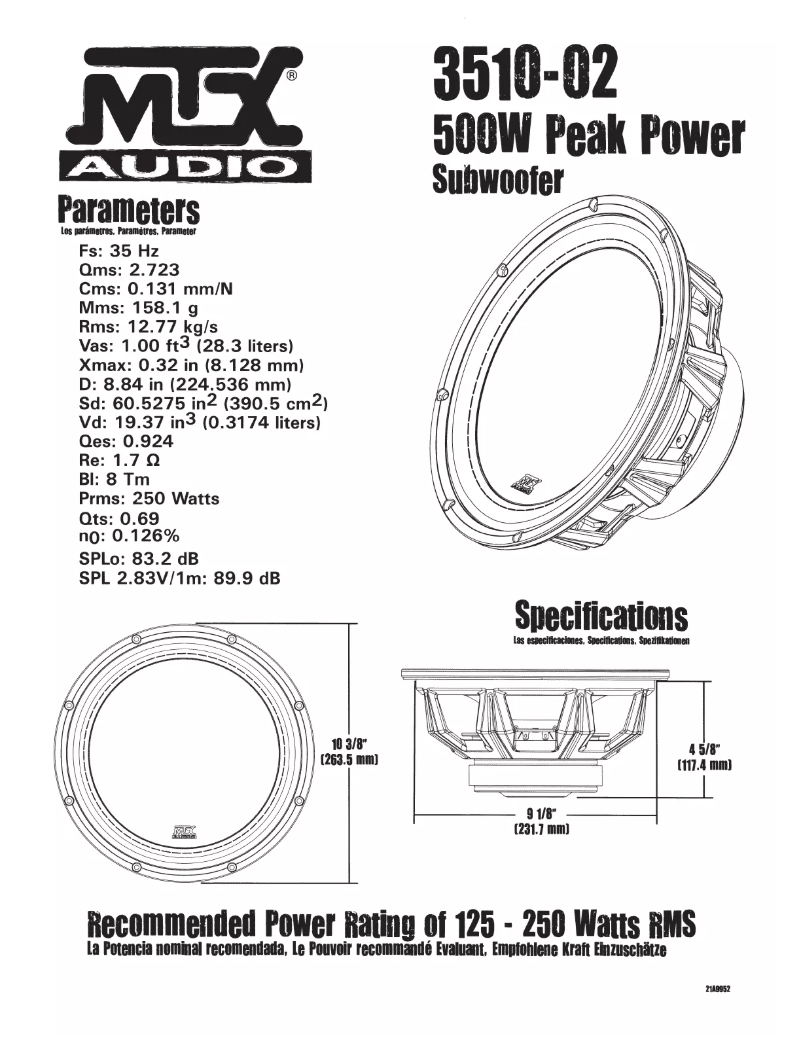 Page 1 de la notice Manuel utilisateur MTX Audio 3510-02