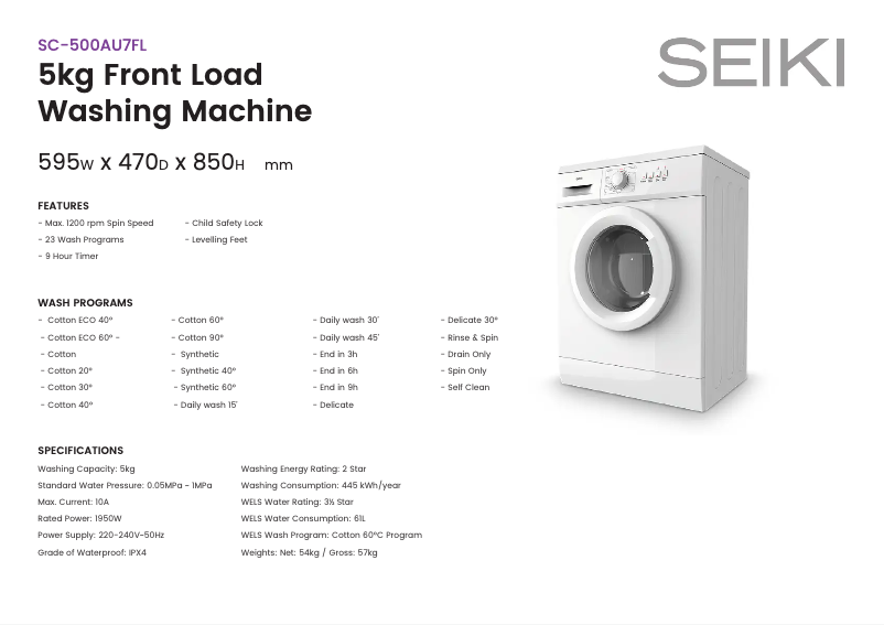 Image de la première page du manuel de l'appareil SC-500AU7FL
