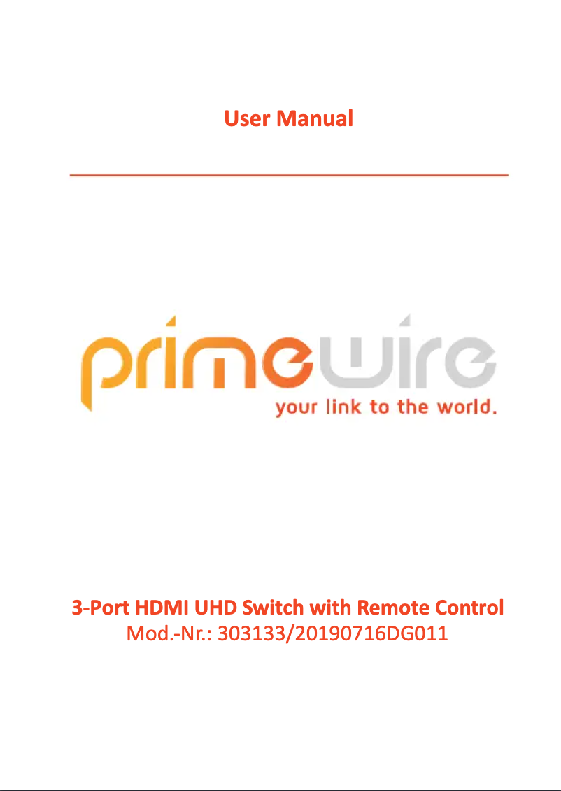 Page 1 de la notice Manuel utilisateur Primewire 303133