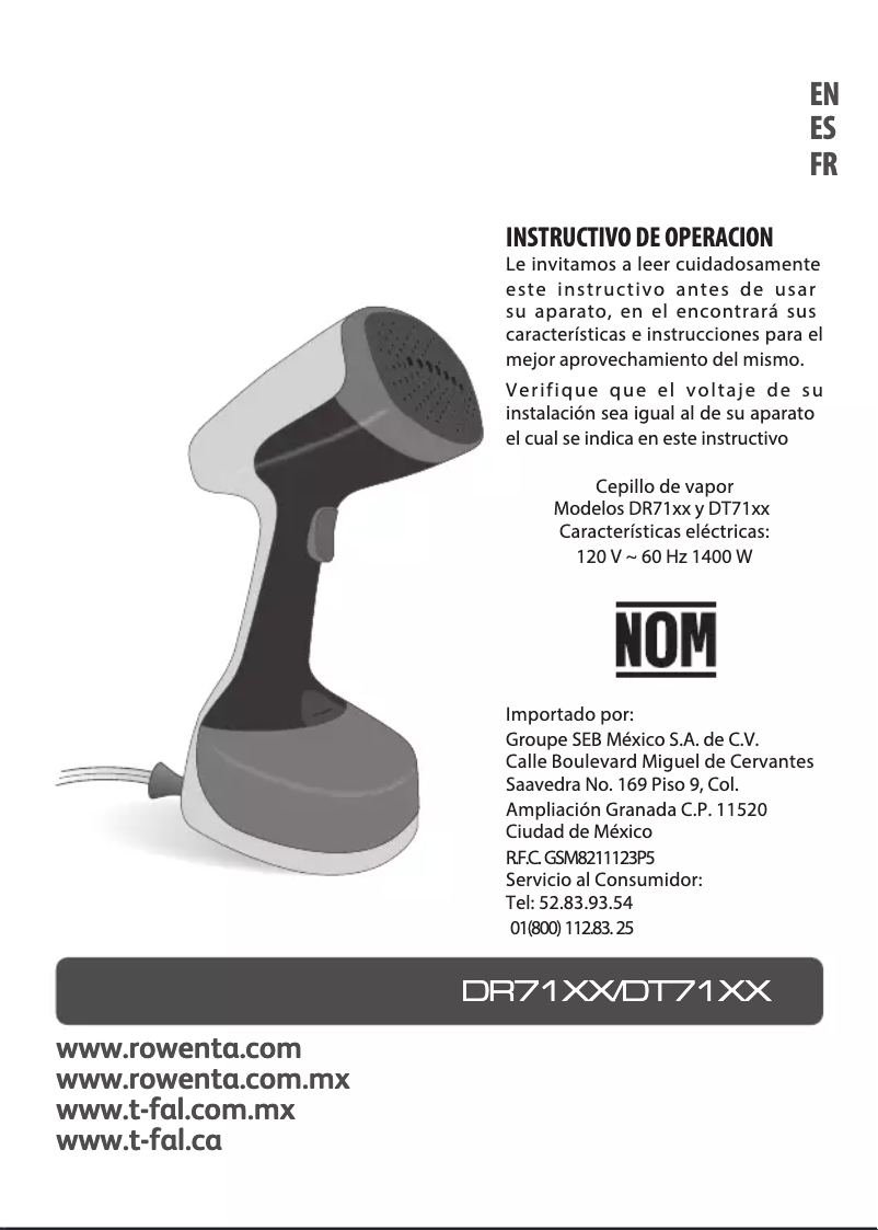 Image de la première page du manuel de l'appareil X-Cel Steam Easy DR7130