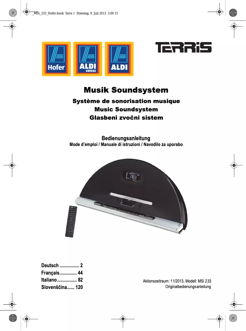 Page 1 de la notice Manuel utilisateur Terris MSi 233