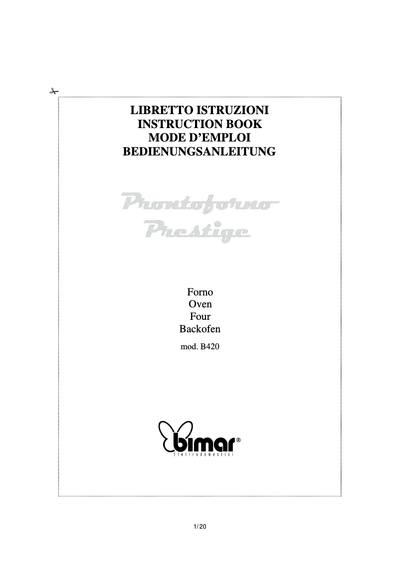 Page 1 de la notice Manuel utilisateur Bimar B420