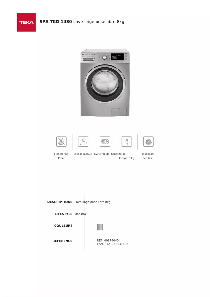 Image de la première page du manuel de l'appareil SPA TKD 1480