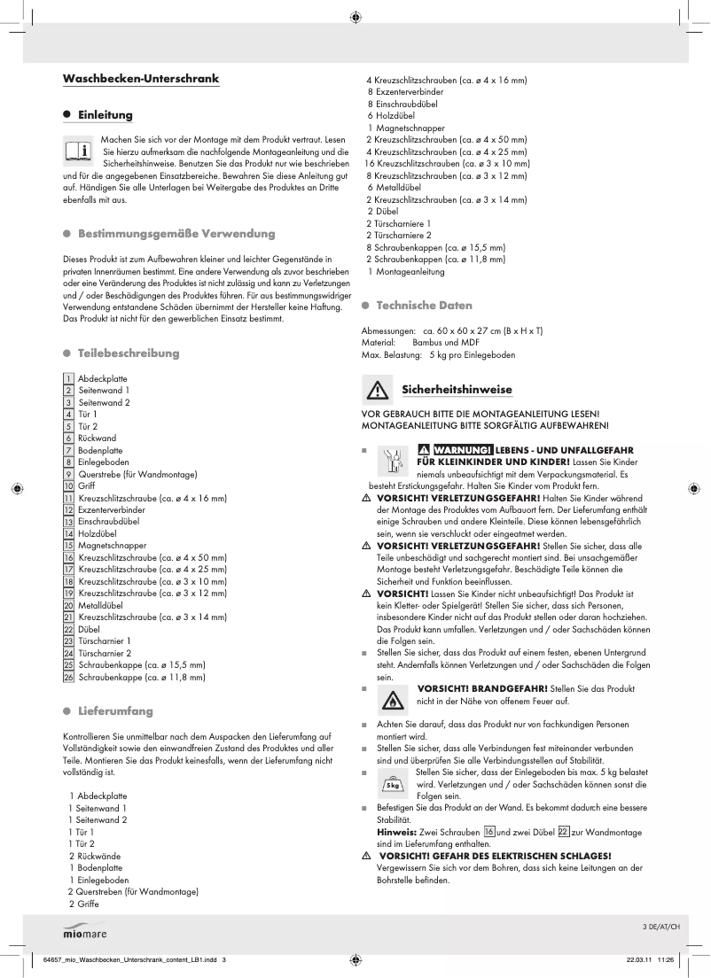 Image de la première page du manuel de l'appareil IAN 64657