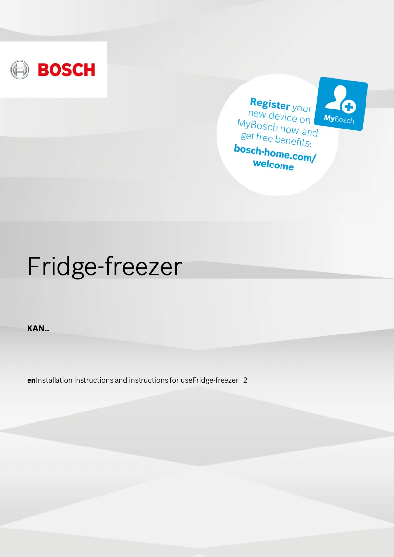 Page 1 de la notice Manuel utilisateur Bosch KAN92VI30A