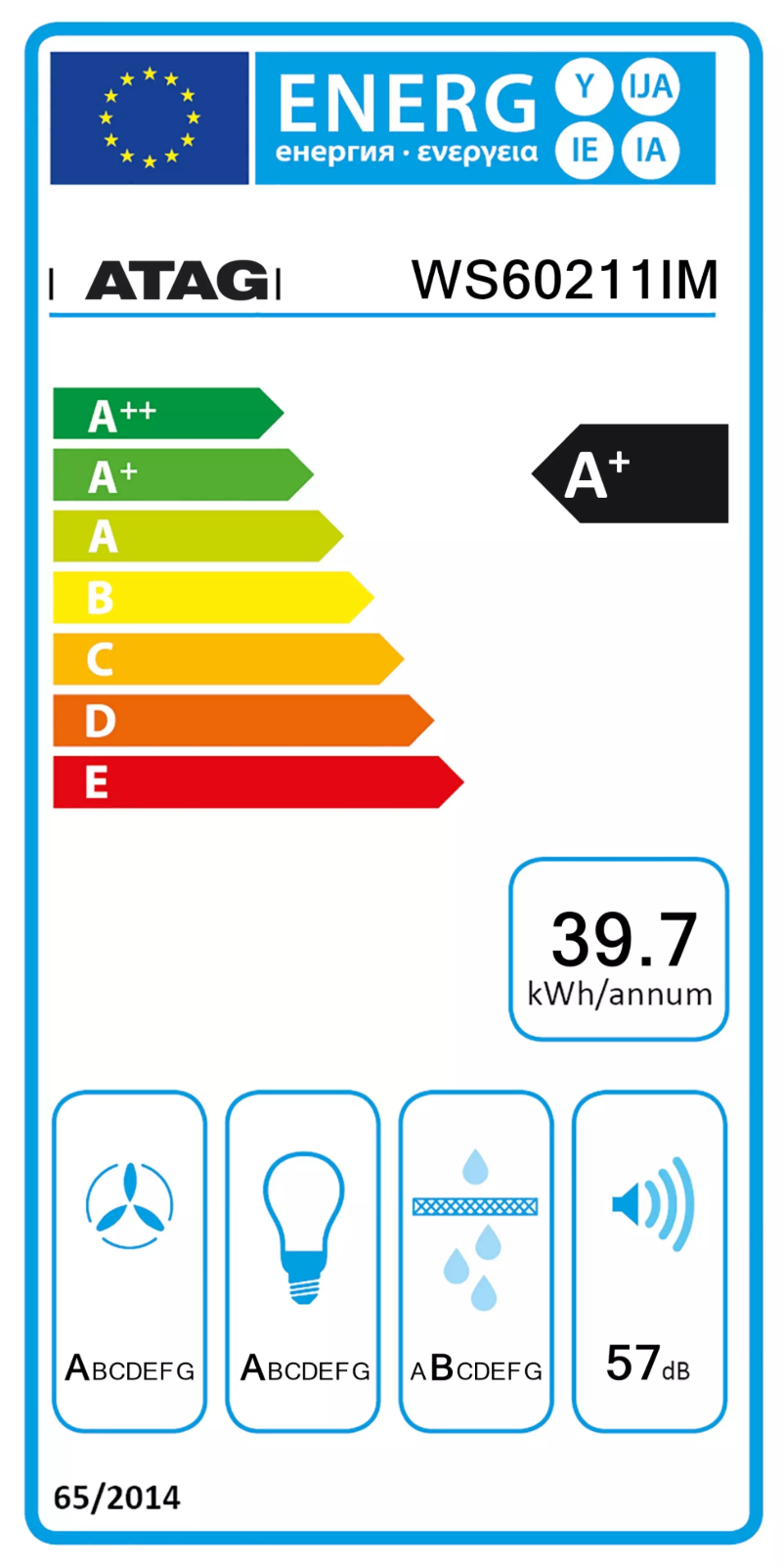 Page 1 de la notice Label énergétique Atag WS60211IM