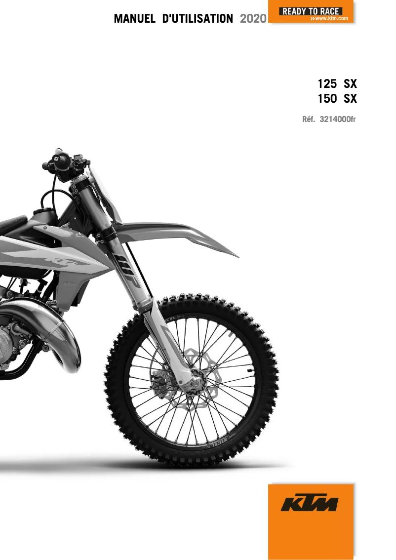 Page 1 de la notice Manuel utilisateur KTM 150 SX (2020)