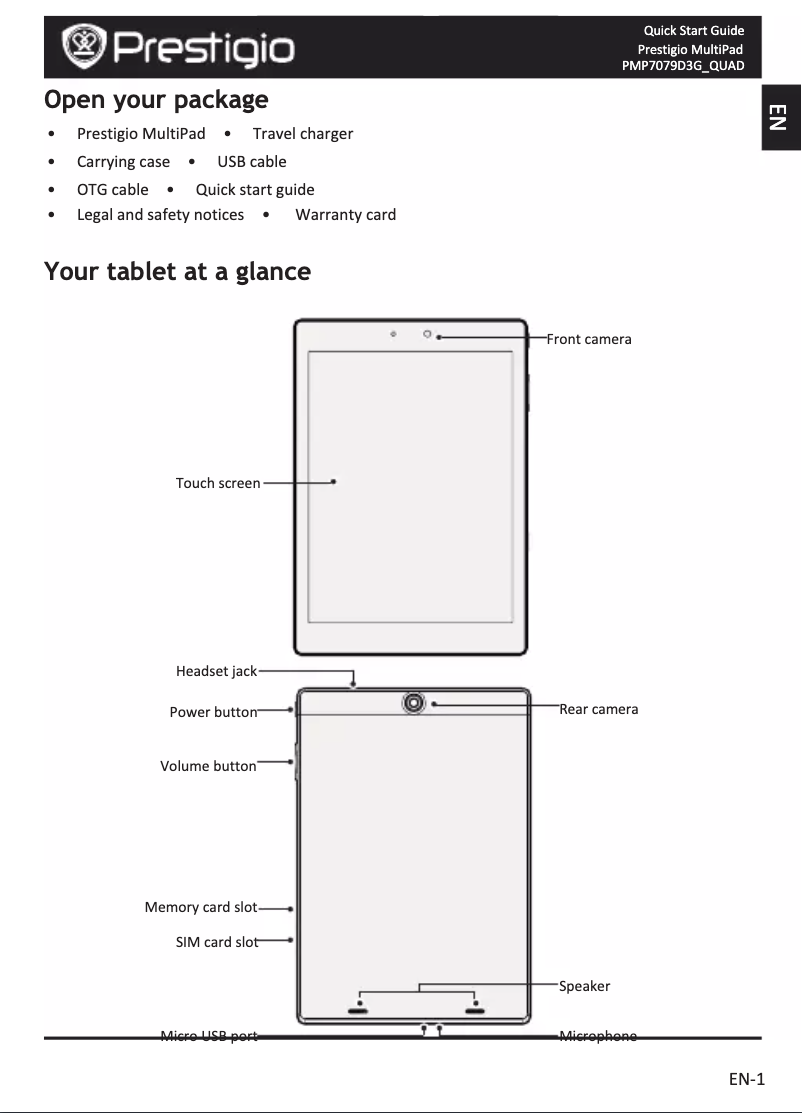 Page n°1 - Manuel utilisateur Prestigio MultiPad 4 Diamond 7.85