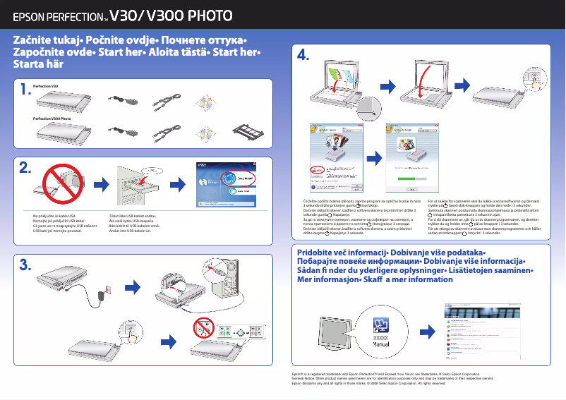 Page n°1 - Guide d'installation Epson Perfection V30 Photo