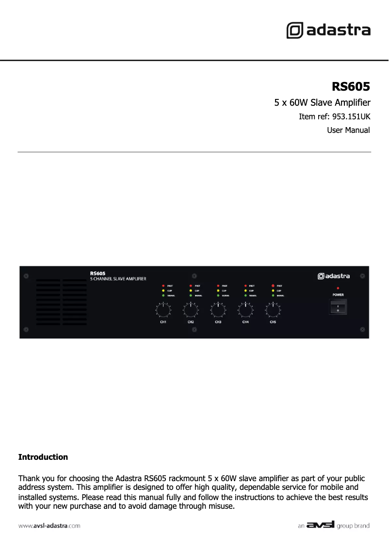 Image de la première page du manuel de l'appareil RS605