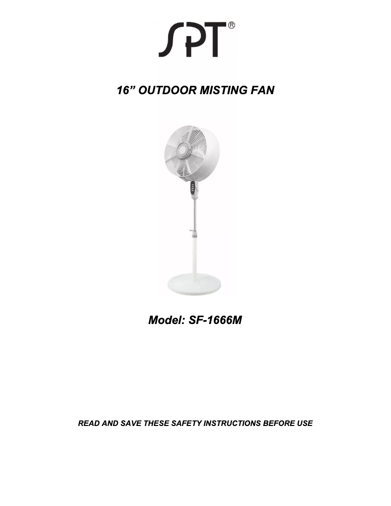 Page n°1 - Manuel utilisateur SPT SF-1666M