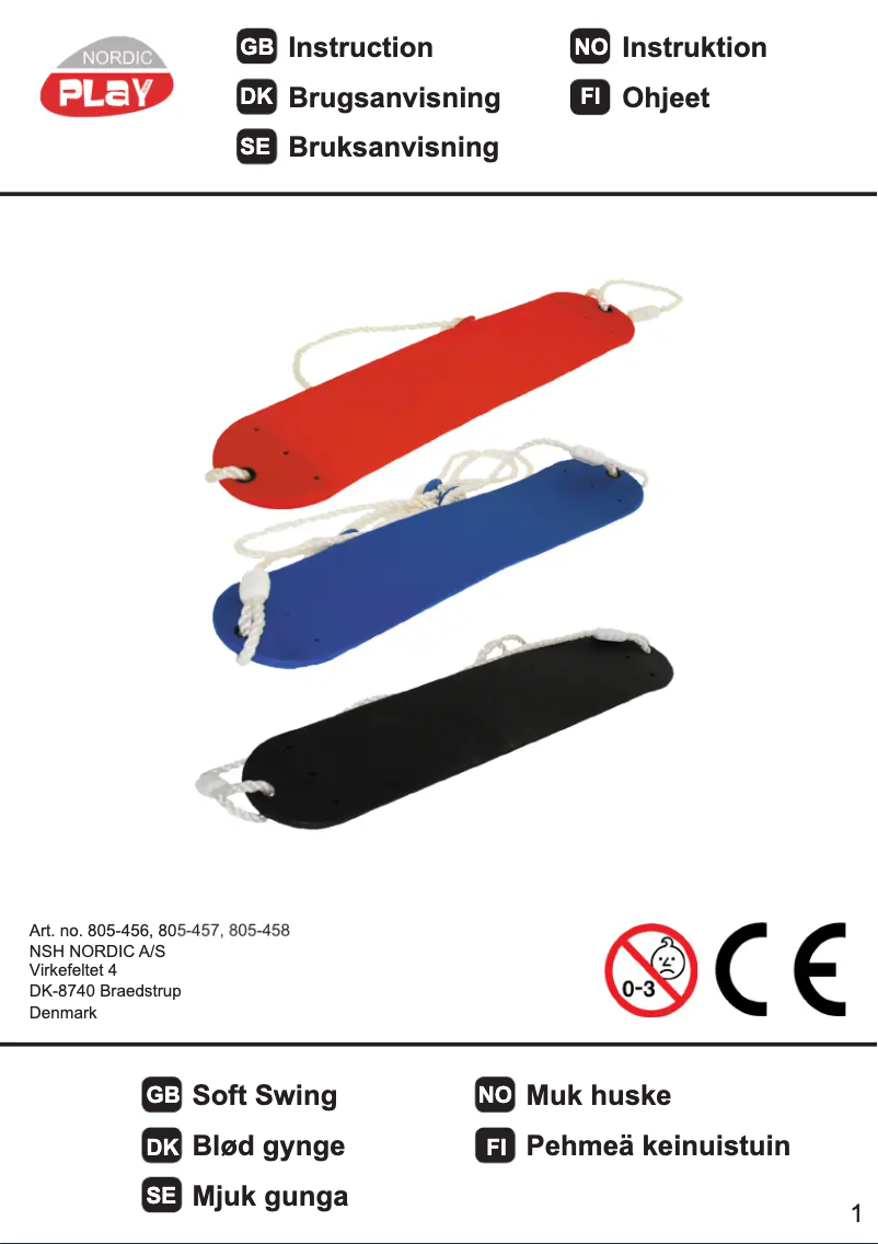 Page n°1 - Manuel utilisateur Nordic Play 805-456