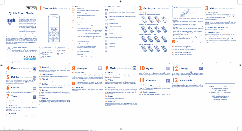 Image de la première page du manuel de l'appareil One Touch 20.52X