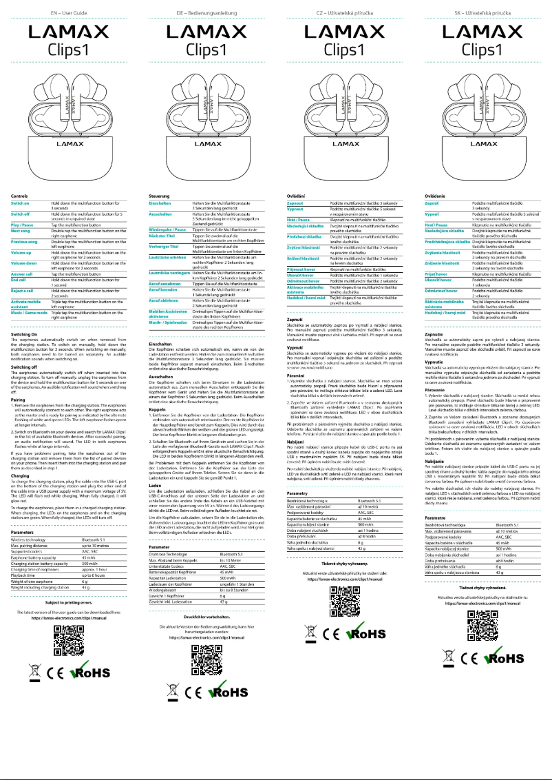 Page 1 de la notice Manuel utilisateur Lamax Clips1