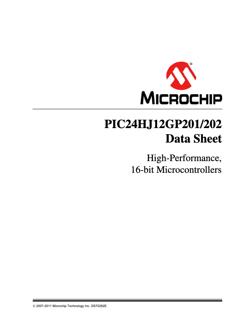 Page 1 de la notice Fiche technique Microchip PIC24HJ12GP201