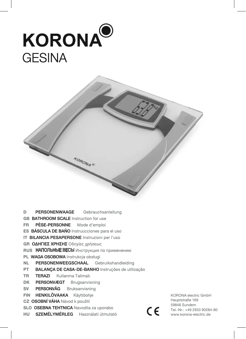 Image de la première page du manuel de l'appareil Gesina