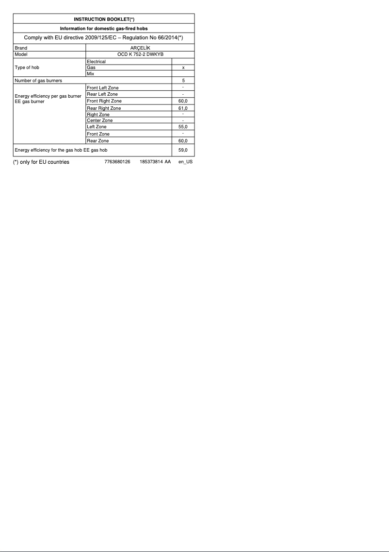 Page n°1 - Manuel utilisateur Arçelik OCD K 752-2 DWKYB