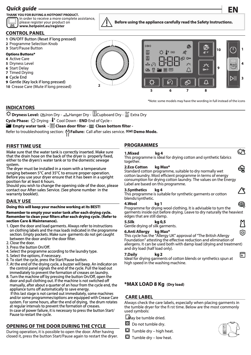 Page n°1 - Manuel utilisateur Hotpoint NTM118X3XBUK