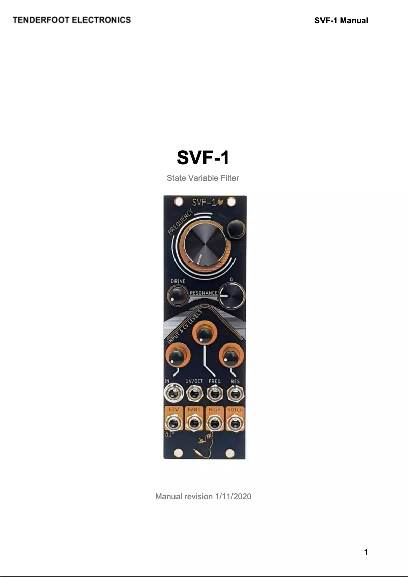 Page n°1 - Manuel utilisateur Tenderfoot Electronics SVF-1