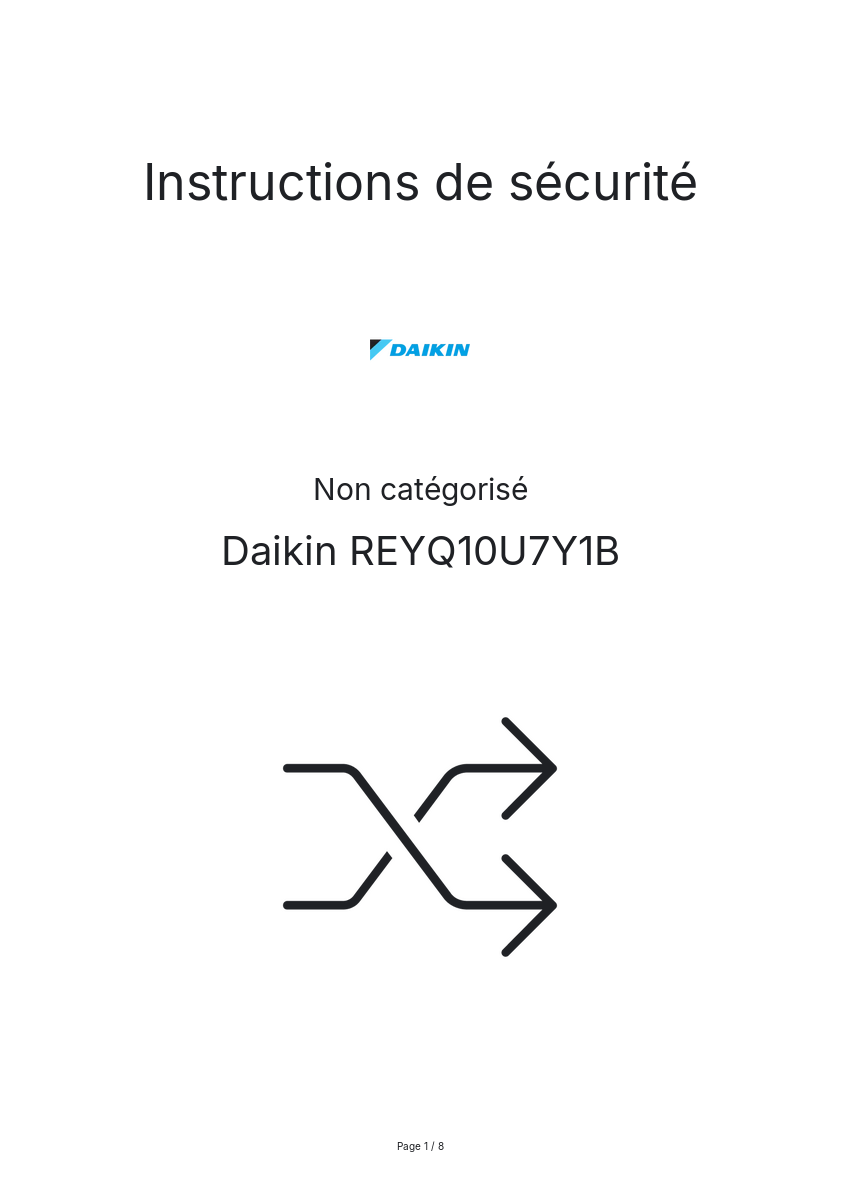 Image de la première page du manuel de l'appareil REYQ10U7Y1B