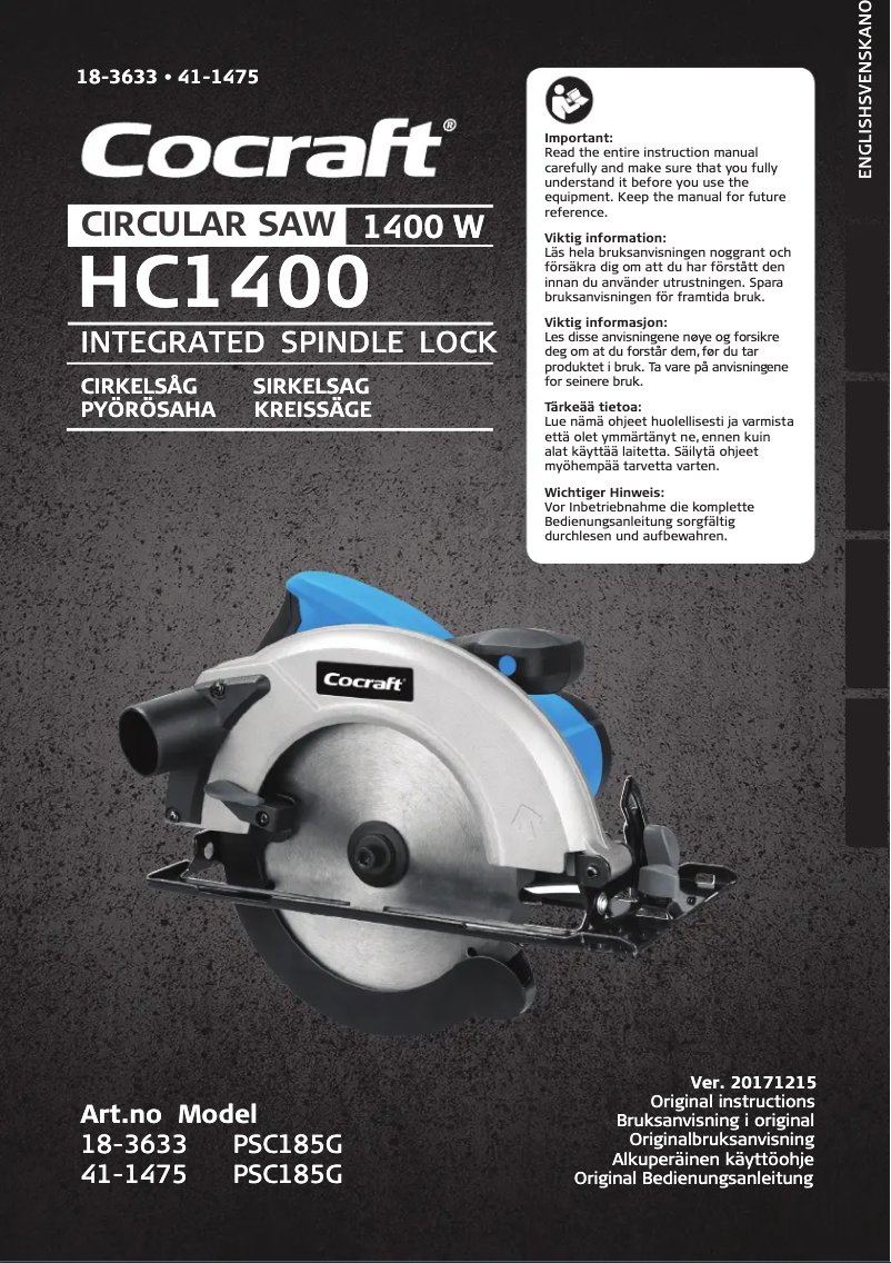 Page n°1 - Manuel utilisateur Cocraft HC 1400