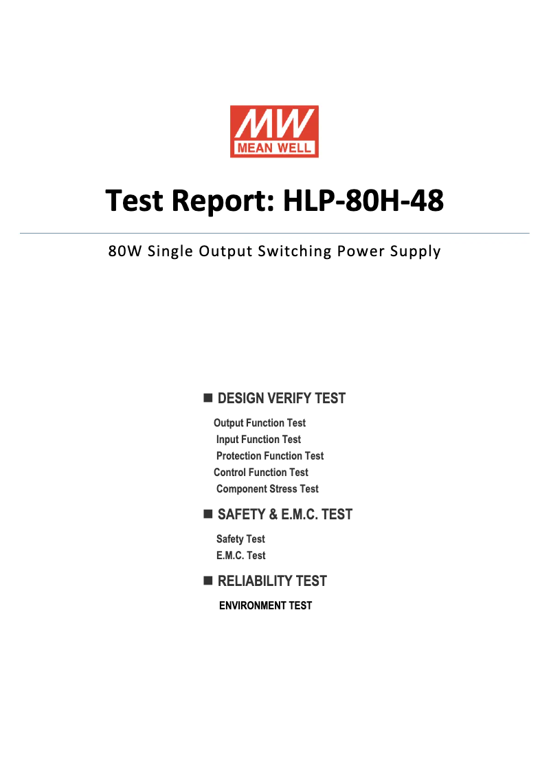 Page 1 de la notice Fiche technique Mean Well HLP-80H-48