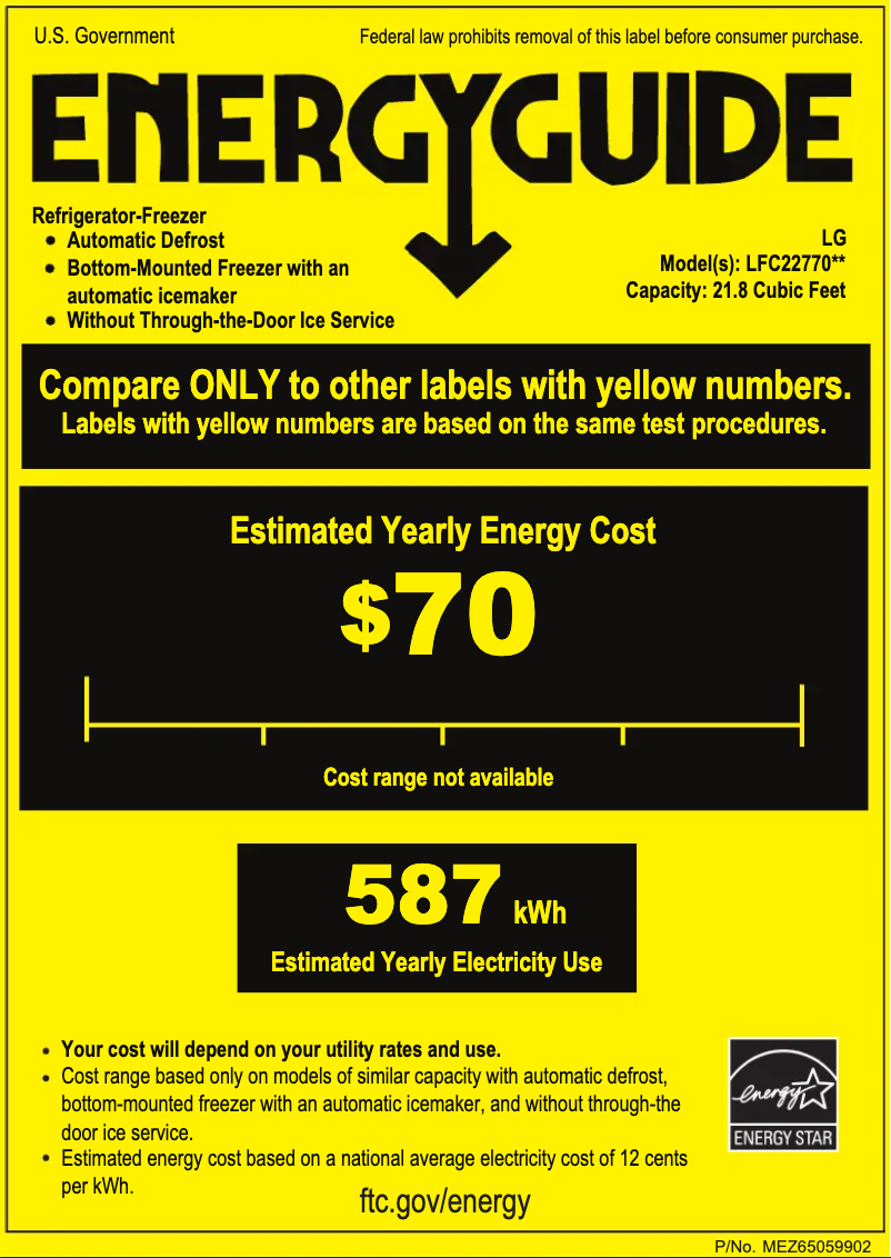 Page 1 de la notice Label énergétique LG LFC22770