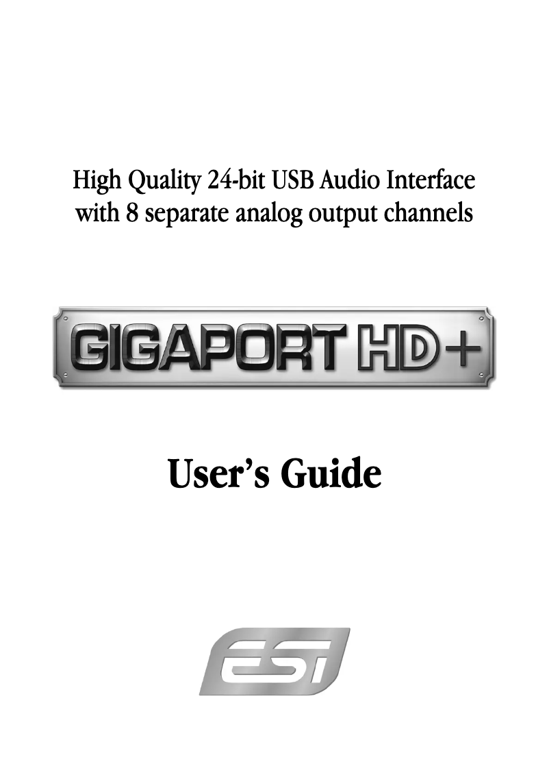Page n°1 - Manuel utilisateur ESI GIGAPORT HD+