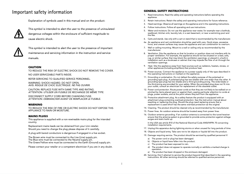 Page n°1 - Manuel utilisateur Linn AV 5125